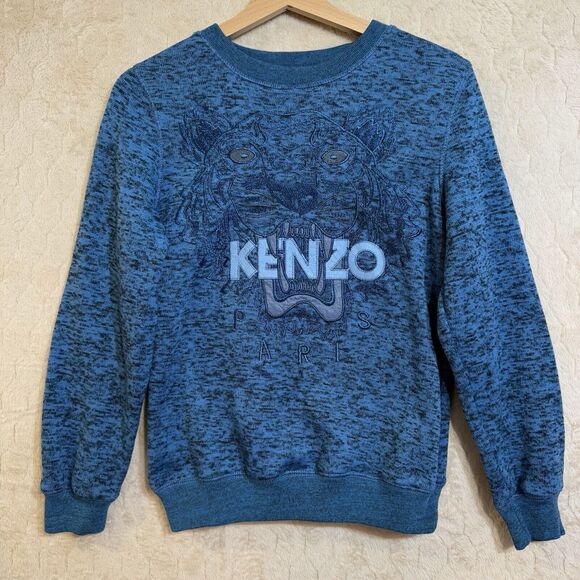 Kenzo Paris Sweater Womens Blue Tiger Jungle Crewneck Sweatshirt Sz S - Picture 12 of 16